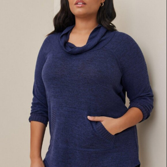 Torrid Super Soft Plush Cowl Neck Raglan Tunic Sweatshirt - Picture 2 of 6